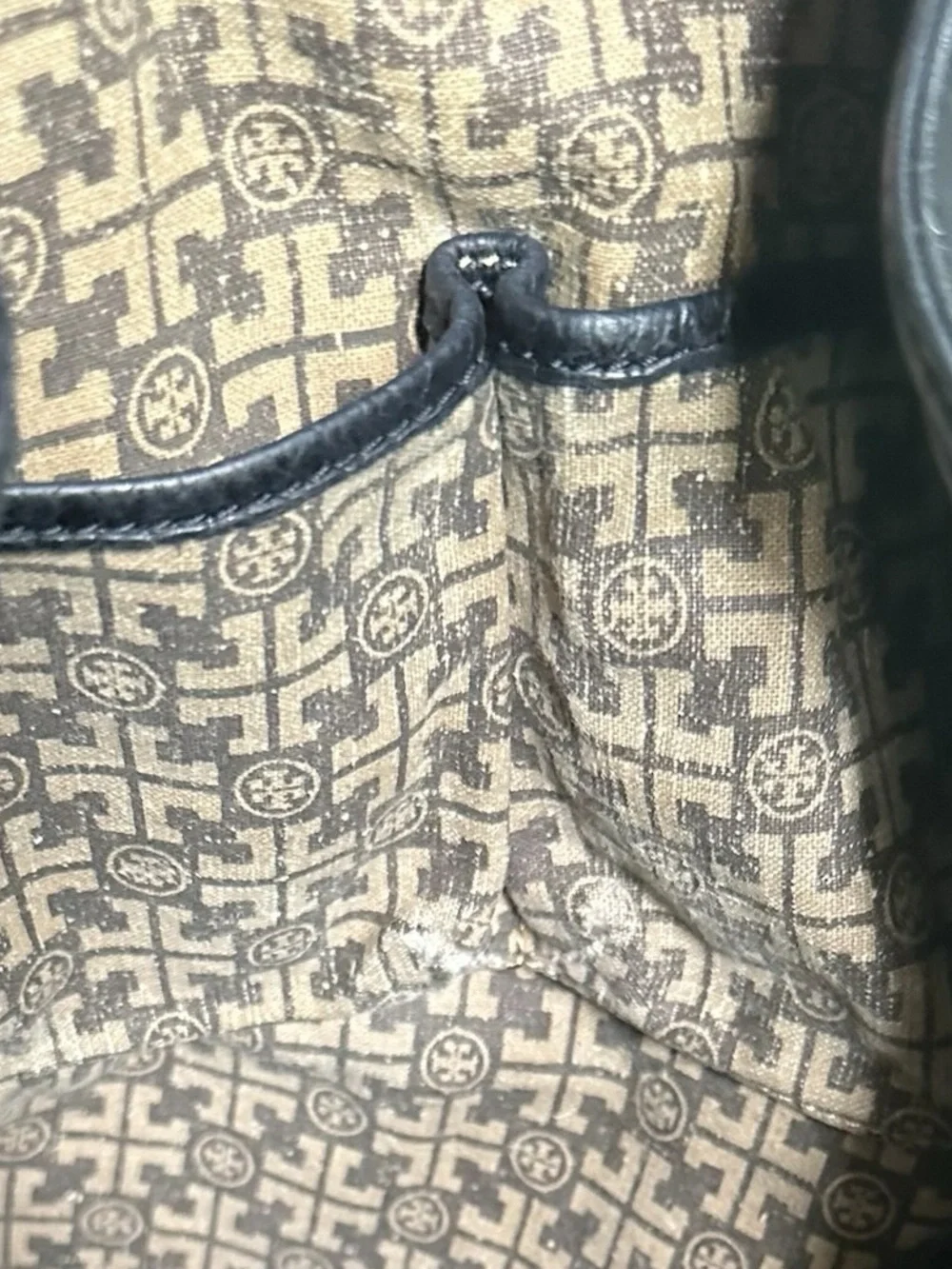 Tory Burch Black Leather Hobo Shoulder Bag Gold Logo Medallions VGUC